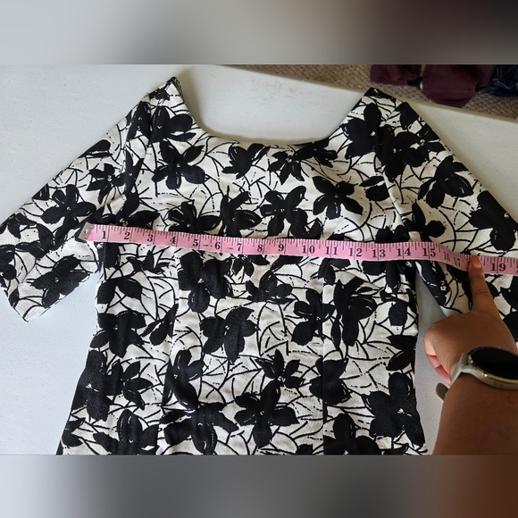 Calvin Klein White And Black Floral Stretchy Sheath Dress Womens Size 8. - Picture 4 of 7